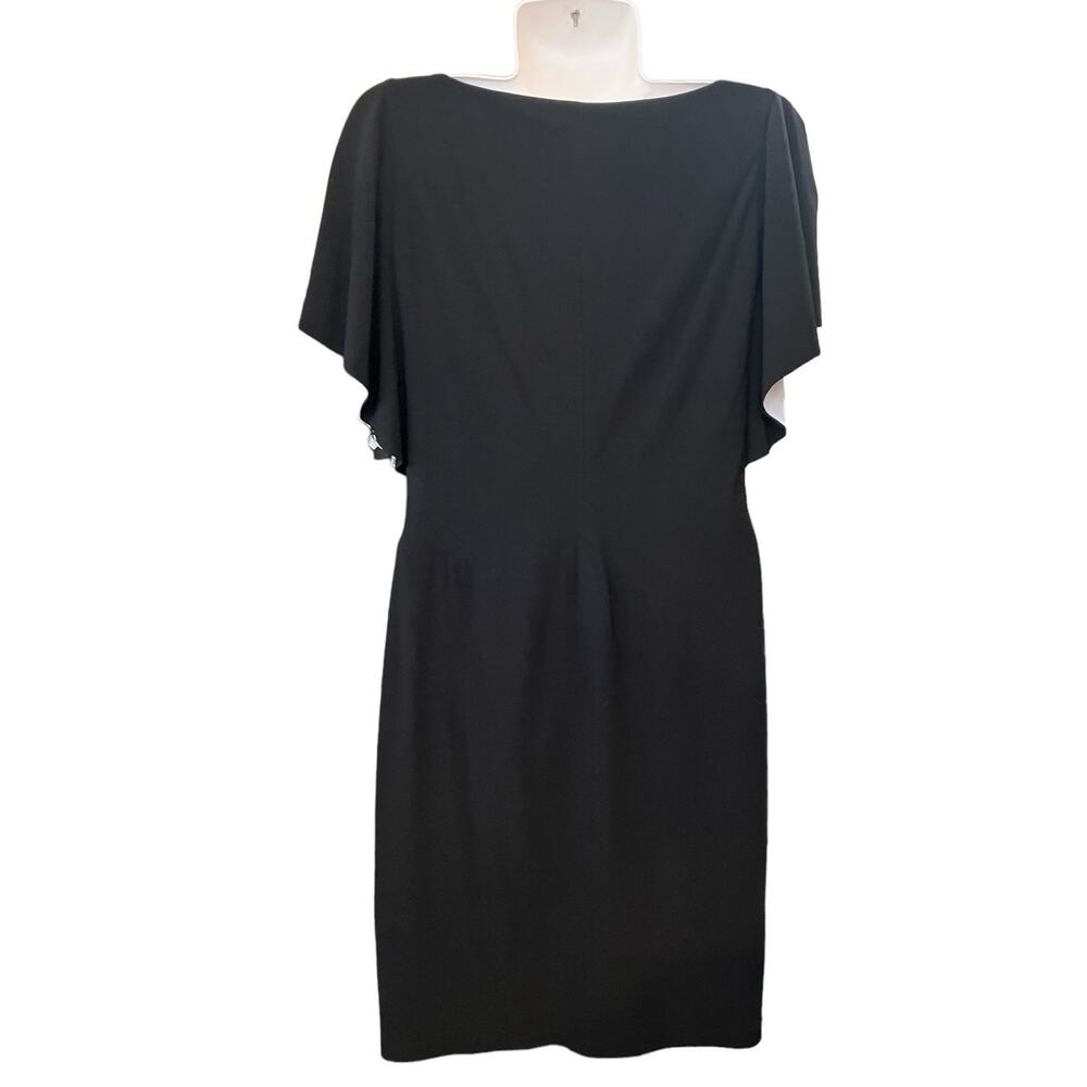 American Living Women's Black/White Jersey Surplice Neck Ruffled Dress | Size 12 - Picture 3 of 11
